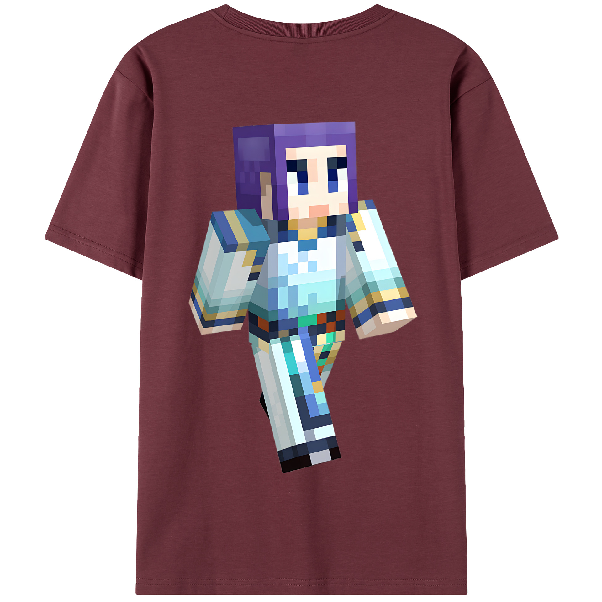 （画像用） マインクラフト ブロックの世界 Minecraft MC Block world 綿100％半袖Tシャツ（背面プリント）